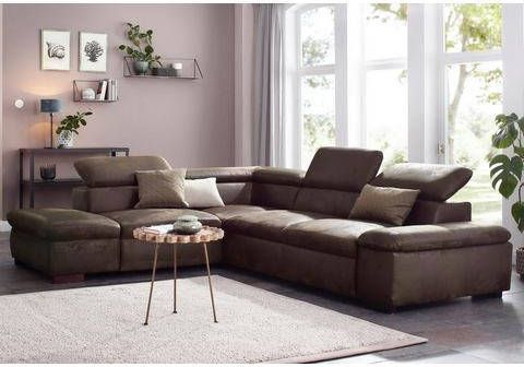 Home affaire Hoekbank Alberto met verstelbare hoofdsteun, met ottomaneafsluiting