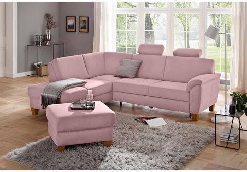 Home affaire Hoekbank Alta met binnenvering en contrastnaad, poten beuken eikenkleur