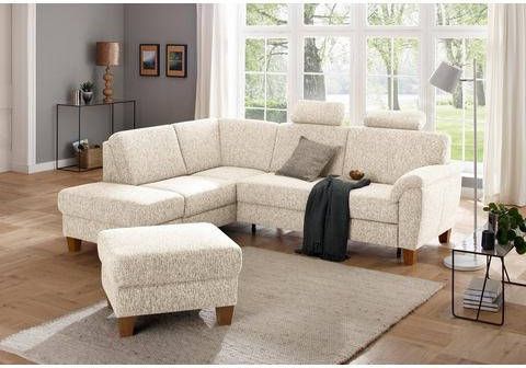 Home affaire Hoekbank Alta met binnenvering en contrastnaad, poten beuken eikenkleur