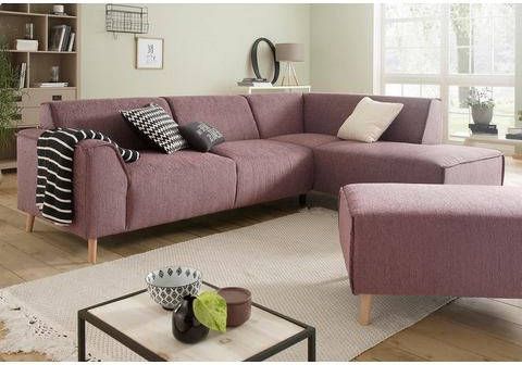 Home affaire Hoekbank Julia Binnenveringsinterieur, houten poten, opstaande naad