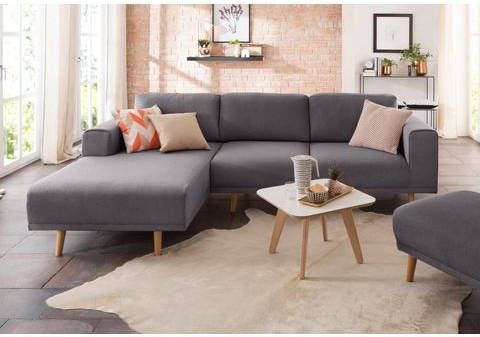 Home affaire Hoekbank Lasse in scandinavische stijl met houten poten