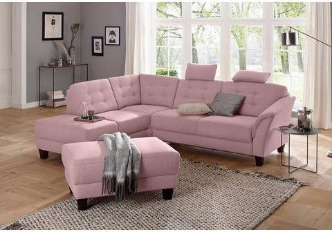 Home affaire Hoekbank Lillesand met binnenvering en capitonnage achter, poten beuken donker