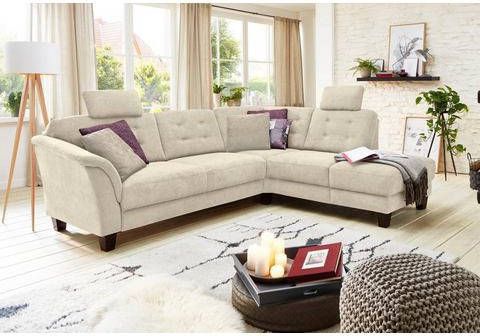 Home affaire Hoekbank Lillesand met binnenvering en capitonnage achter, poten beuken donker