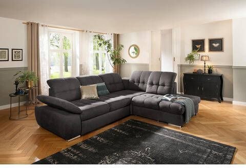 Home affaire Hoekbank Lotus met zitdiepteverstelling, in 3 soorten bekleding en vele varianten