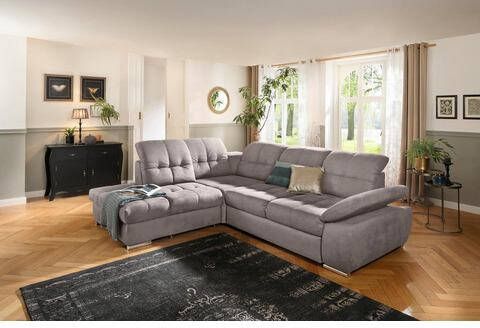 Home affaire Hoekbank Lotus met zitdiepteverstelling, in 3 soorten bekleding en vele varianten