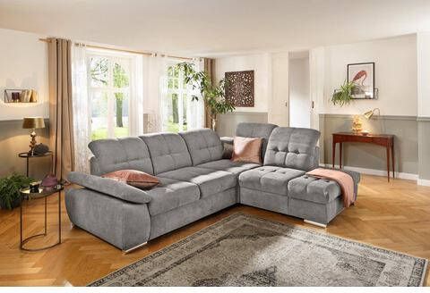 Home affaire Hoekbank Lotus met zitdiepteverstelling, in 3 soorten bekleding en vele varianten