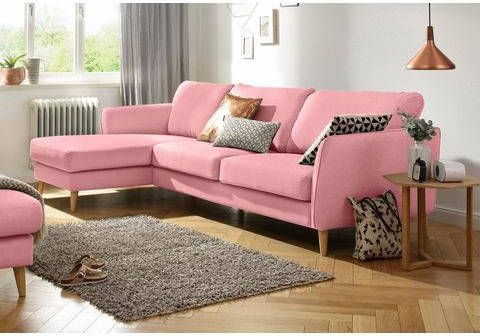 Home affaire Hoekbank Marseille in scandinavische stijl, in 3 stofkwaliteiten, met houten poten