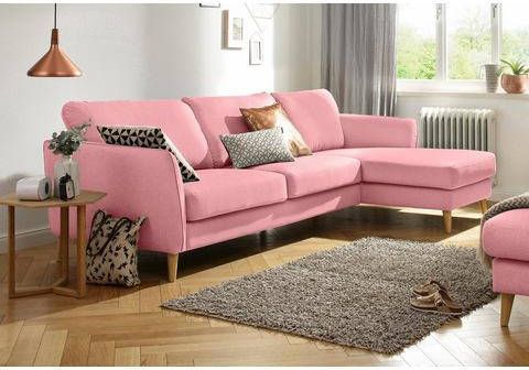 Home affaire Hoekbank Marseille in scandinavische stijl, in 3 stofkwaliteiten, met houten poten