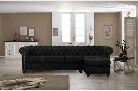 Home affaire Hoekbank Rysum Chesterfield look met afsluitende ottomane