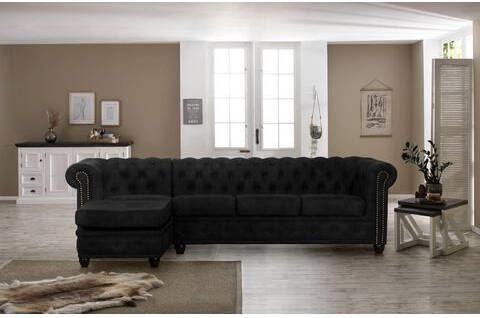 Home affaire Hoekbank Rysum Chesterfield look met afsluitende ottomane