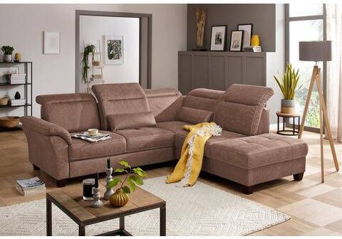 Home affaire Hoekbank Solvei met ottomane afsluitelement en zitdiepteverstelling, naar keuze ook met verstelbaar hoofdeind en slaapfunctie, binnenvering