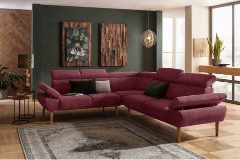 Home affaire Hoekbank Trapino Met verstelbare hoofdsteun en armleuning, lange zijde naar keuze links of rechts, 3 stofkwaliteiten