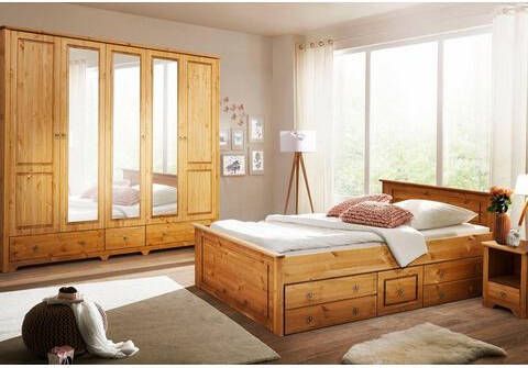 Home affaire Slaapkamerserie Hugo Bed 180 cm, 5 deurs kledingkast en 2 nachtkastjes(set, 4 stuks )