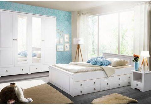 Home affaire Slaapkamerserie Hugo Bed 180 cm, 5 deurs kledingkast en 2 nachtkastjes(set, 4 stuks )