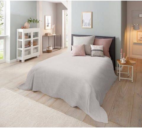 Home affaire Sprei Melli sprei, deken, foulard voor bed of bank, van 100% katoen, landelijke stijl, in maat 140x210cm, en 280x210 cm, 1 persoons, 2 persoonsbed, uni design, mêlee look, kinder en deken voor volwassenen ook als tafelkleed en bankfoulard inzetbaar