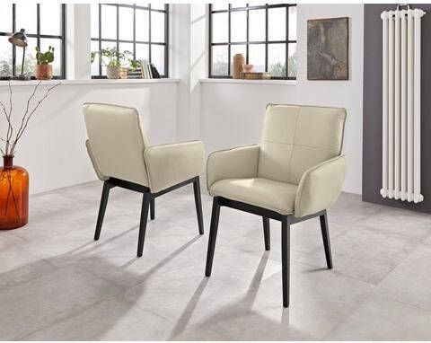 Home affaire Stoel met armleuningen Model 6 Bekleding van microvezel of leer en het frame is massief beukenhout in zwart gelakt(set, 2 stuks )