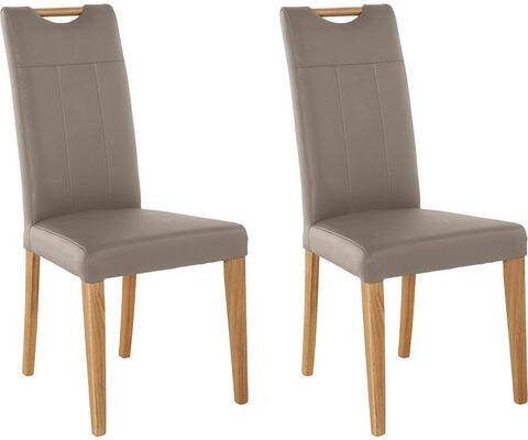 Home affaire Stoel Roberta Roberta 2 Roberta met bekleding van echt leer en frame van eiken massief hout(set, 2 stuks )