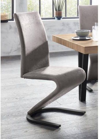 Home affaire Vrijdragende stoel Ziri Overtrokken met robuuste microvezel, zwart metalen frame(set, 2 stuks )