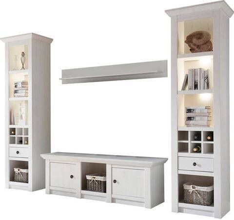 Home affaire Wandmeubel California bestaand uit 2 staande rekken, tv meubel, wandrek(set, 4 stuks )