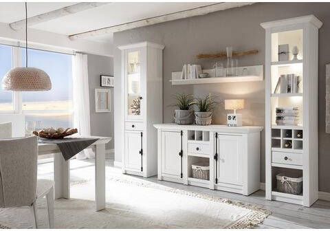 Home affaire Wandmeubel California bestaand uit staand rek, vitrinekast, dressoir, wandrek(set, 4 stuks )