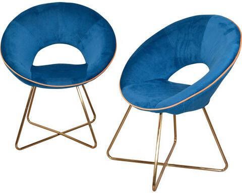 INOSIGN Stoel Liano Fauteuil met frame van stalen buis, goudkleur, kuipzitting gevuld met schuimstof, veloursovertrek(set, 2 stuks )