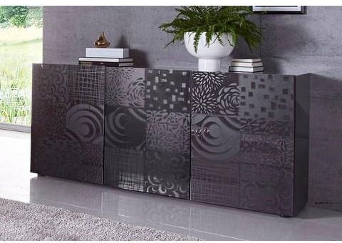 Cstore Dressoir Met 3 Deuren Antracietgrijs Glanzend L 181 X D 43 X H 84 Cm Salerno