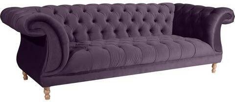 Max Winzer ® Chesterfield bank Isabelle met chique capitonnage & gedraaide poten in naturel beuken, breedte 260 cm