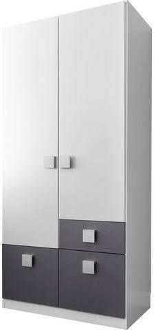 Kast SKUNK 2 deuren en 3 lades wit/grijs