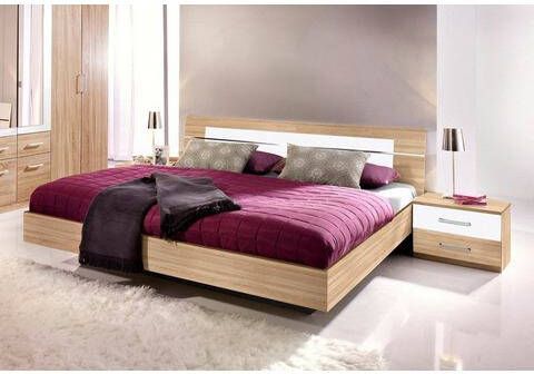 Bed en nachtkastje BRUNO 180x200 cm sonoma/ wit