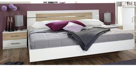 Bed en nachtkastje BRUNO 180x200 cm wit/ sonoma