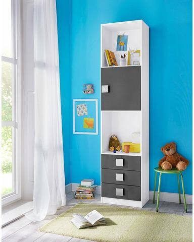 Boekenkast SKUNK 1 deur en 3 lades wit/grijs