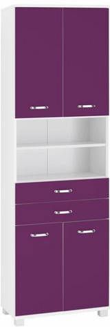 Schildmeyer Hoge kast Colli Breedte 60 cm, badkamerkast met metalen handgrepen, legplanken achter de dubbele deuren, praktische bergruimte in 2 laden en open vakken