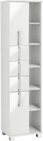 Schildmeyer Hoge kast Kampen Hoogte 163, 7 cm, badkamerkast met metalen handgrepen, veel bergruimte door open schappen, deuren met soft closetechniek, 3 praktische laden