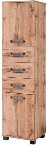 Schildmeyer Hoge kast Milan Breedte 40, 5 cm, met 2 deuren, 3 laden & metalen handgrepen