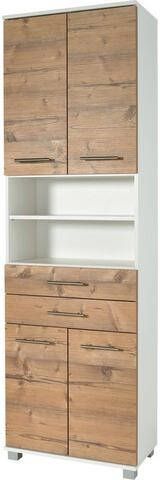 Schildmeyer Hoge kast PALERMO Breedte 60 cm, verstelbare planken, metalen grepen, 2 laden & 4 deuren