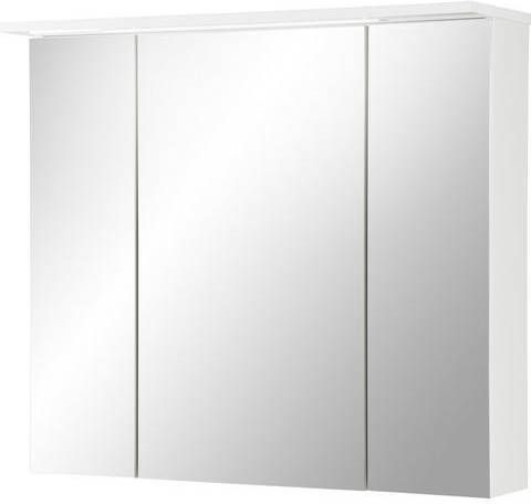 Schildmeyer Spiegelkast Profiel 16 Breedte 80 cm, 3 deurs, verzonken ledverlichting, schakelaar -/stekkerdoos, glasplateaus, Made in Germany