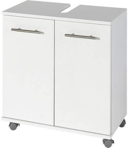 Schildmeyer Wastafelonderkast PALERMO Breedte 60 cm, met metalen handgrepen, verstelbare plank, op wieltjes