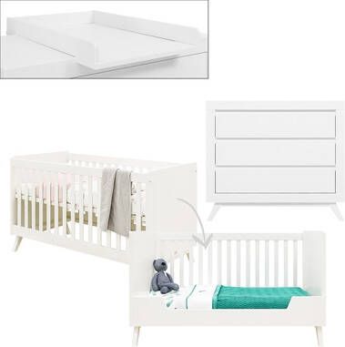 bopita Babykamer Anne 2 delig meegroeikamer 70 x 140 cm wit met opzetstuk