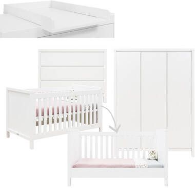 bopita Babykamer Corsica 3 delig met commode ombouwbaar 70 x 140 cm wit