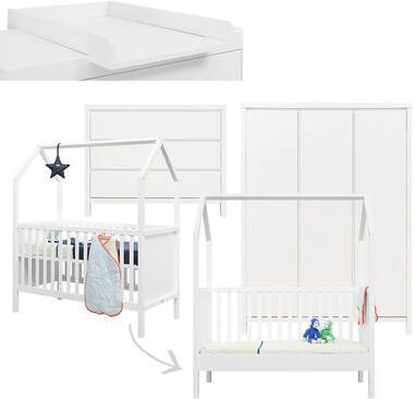 bopita Babykamer Corsica My First House 3 delig met commode ombouwbaar 70 x 140 cm wit