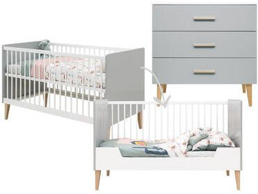 bopita Babykamer Emma 2 delig 70 x 140 cm cabriolet wit/grijs