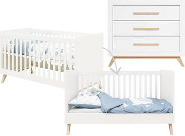 bopita Babykamer Fenna 2 delig ombouwbaar 70 x 140 cm wit/natuur