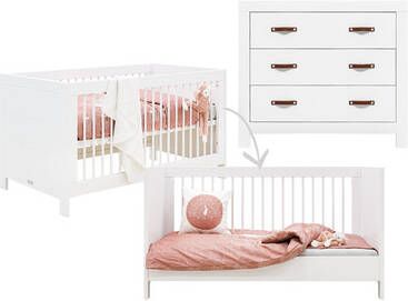 bopita Babykamer Lucca 2 delig ombouwbaar 70 x 140 cm wit