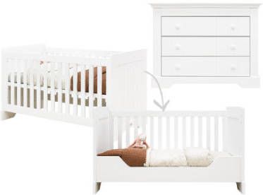 bopita Babykamer Narbonne 2 delig 70 x 140 cm ombouwbaar wit