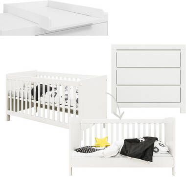 bopita Babykamer Thijn 2 delig met om te bouwen commode 70 x 140 cm wit