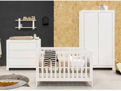 Bopita Thijn 3-Delige Babykamer Bed Commode 2-Deurskast Wit
