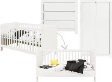 bopita Babykamer Thijn 3 delig 70 x 140 cm cabriolet wit met aankleedplateau