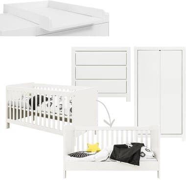 bopita Babykamer Thijn 3 delig met commode ombouwbaar 70 x 140 cm wit