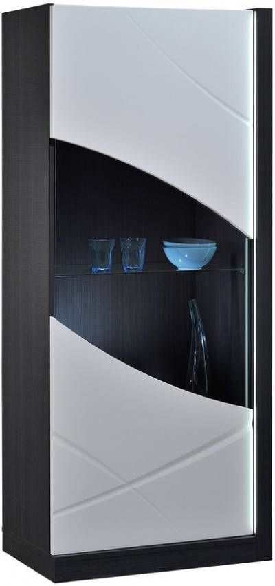 Ameubelment Buffetkast Elypse 170 cm hoog in hoogglans wit met bruin eiken