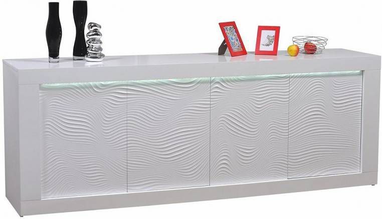 Ameubelment Dressoir Karma 220 cm breed Hoogglans wit met Led